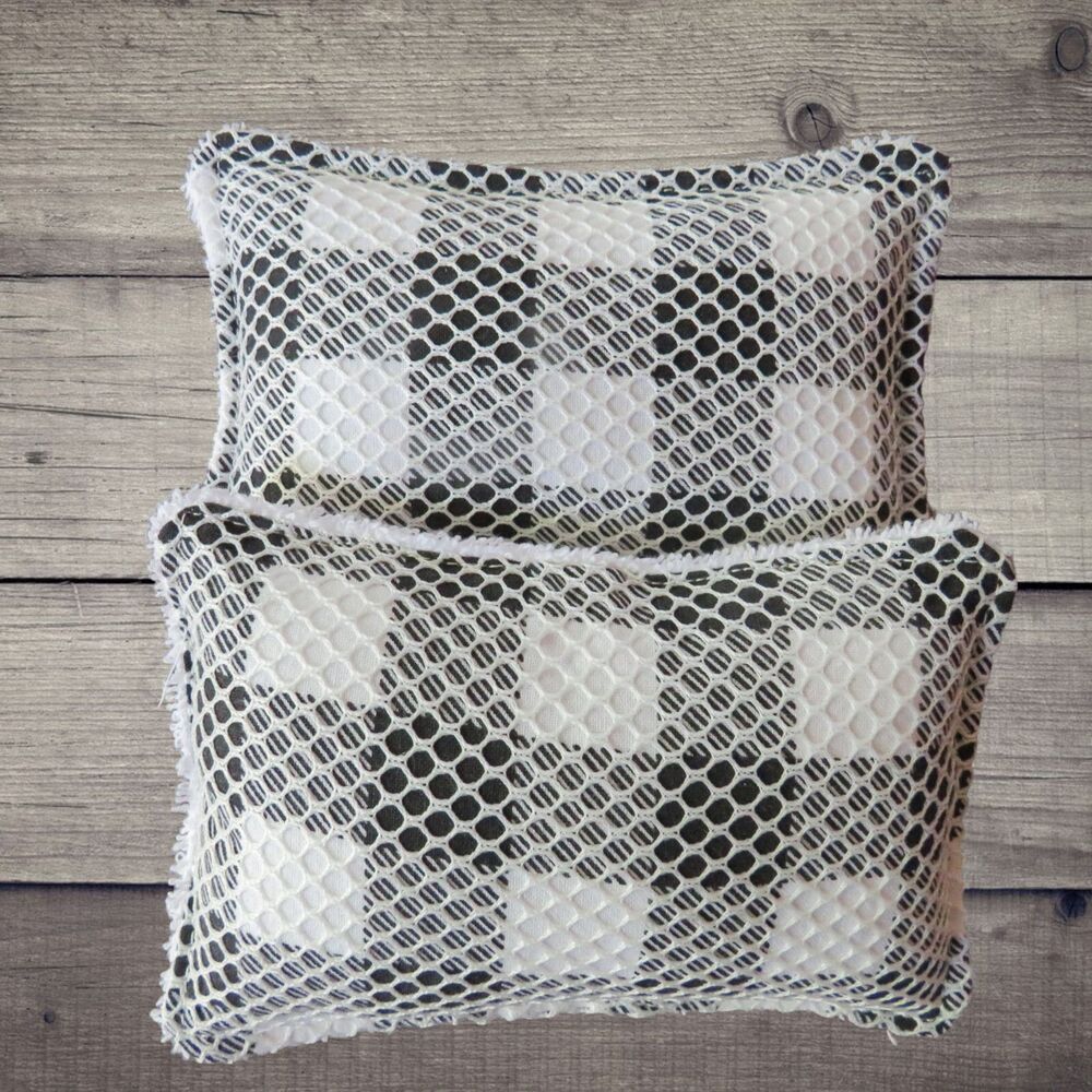 Reusable Kitchen Sponge, Set of 2, Black and White Check Dish Scrubby